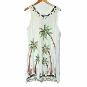 AB White Beach Embroidery Palms Viscose Dress